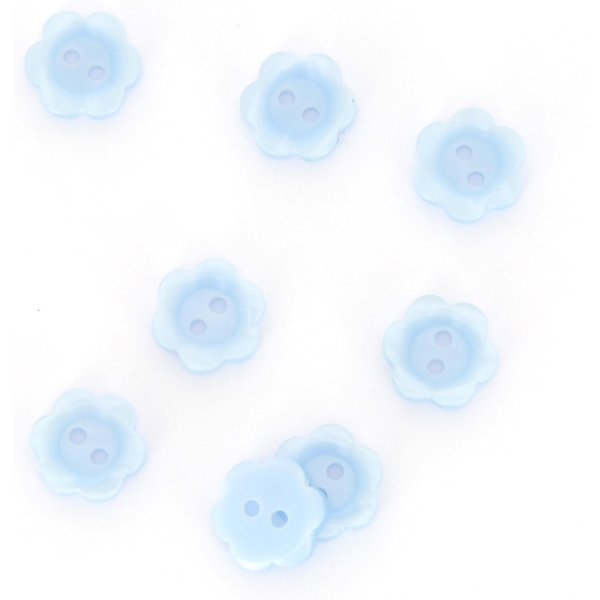 Boutons Forme Petite Fleur Bleu Clair 13 Mm Mt - Mt - Mondial Tissus-image