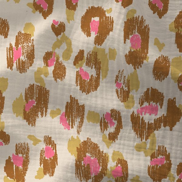 Tissu Double Gaze Doux LéO Rose Beige - Domotex - Mondial Tissus-image