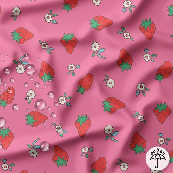 Tissu ImperméAble Rose Motifs Fraise Des Bois - Domotex - Mondial Tissus-image