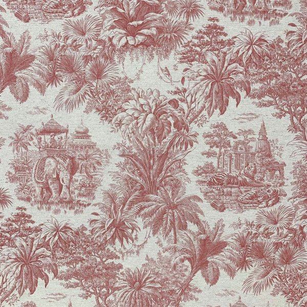 Toile De Jouy Lin Imp Tropical Rose - Mondial Tissus-image