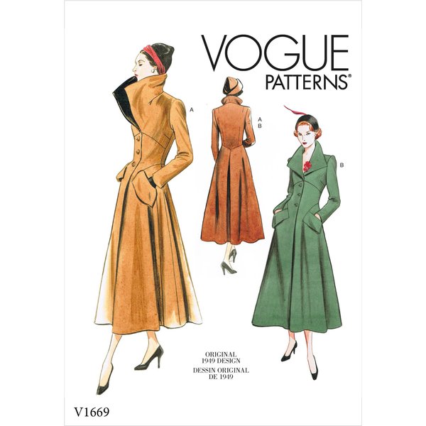 Patron Vogue 1669E5 - Manteau Ajusté Et Bas éVasé Du 42 Au 50 - Vogue - Mondial Tissus-image
