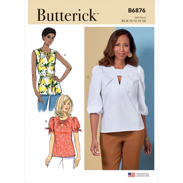 Patron Butterick B6876Y5 Top,Blouse Femme 46-54 - Butterick - Mondial Tissus-image