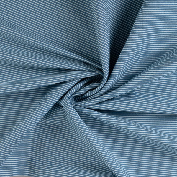 Tissu Denim Jacquard Rayure Bleu Clair - Mondial Tissus-image