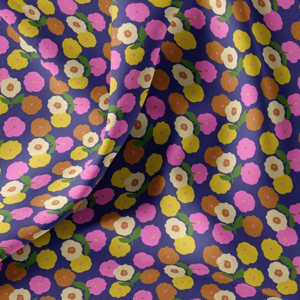 Maille Jersey Coton ImpriméE Fleur Peps Rose Et Bleu - Domotex - Mondial Tissus-image