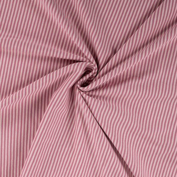 Maille Jersey Coton Fine Rayure 0,5Mm Bicolore Rose - Mondial Tissus-image