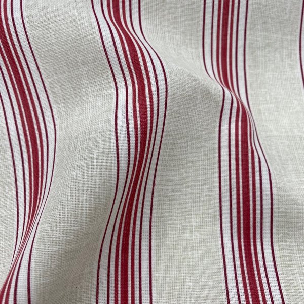 Tissu Cretonne Imprimé Suzy Rayures Rouge - Mondial Tissus-image