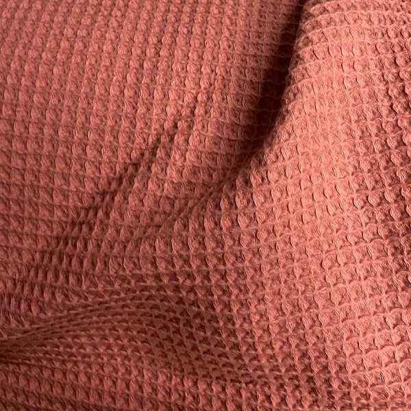 Tissu éPonge Nid D'abeille Coton Bio Rose Marsala - Mondial Tissus-image