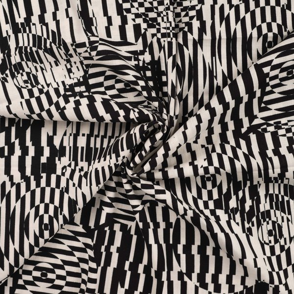 Maille Viscose Slub ImpriméE Psyché Noir Et Blanc - Mondial Tissus-image