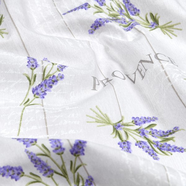 Toile Polycoton Enduite Bouquet Lavande Naturel - Mondial Tissus-image