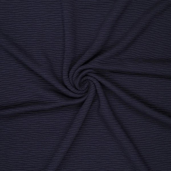 Tissu Jersey Matelassé Vague Polyester Viscose éLasthanne Marine - Mondial Tissus-image