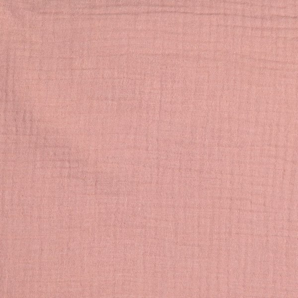 Tissu Triple Gaze Uni Bio Rose Blush - Mondial Tissus-image