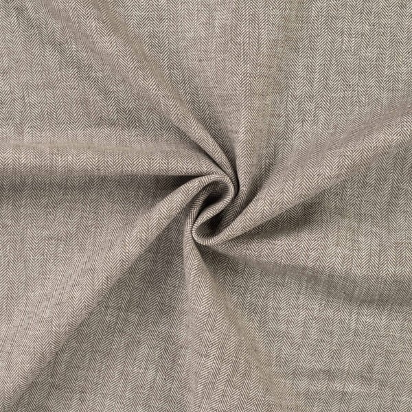 Tissu Coton Lin Chevron Chiné Vert - Mondial Tissus-image