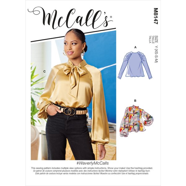 Patron Mccall's 8147Y - Top Manche Raglan Avec Variations D'encolure Du 34-42 - Mccall's - Mondial Tissus-image