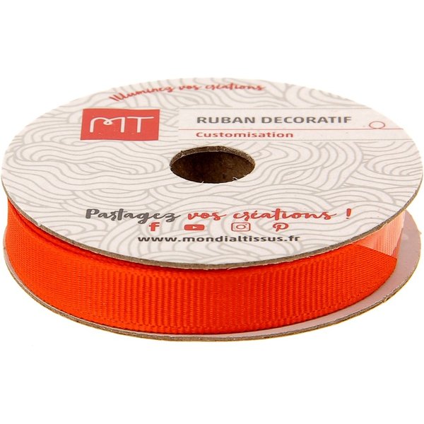 Bobine Ruban Gros Grain Orange 9 Mm X 5 M Mt - Mt - Mondial Tissus-image