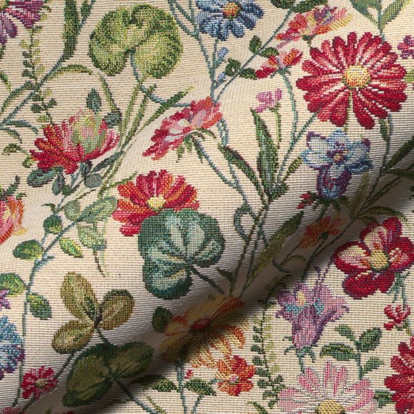 Tissu Jacquard Gobelin Douces Fleurs Multico - Mondial Tissus-image