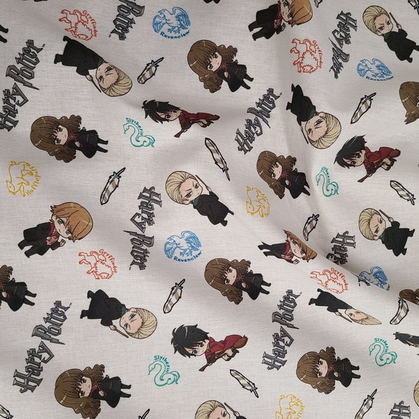 Tissu Coton Imprimé Personnages Harry Potter Fond éCru - Mondial Tissus-image