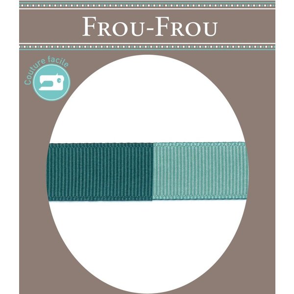 Ruban Gros Grain Bicolore Bleu 16 Mm - Frou Frou - Mondial Tissus-image