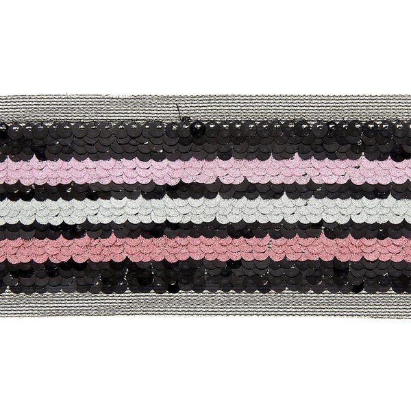 Galon Paillettes Tricolore Rose 50Mm - Mondial Tissus-image