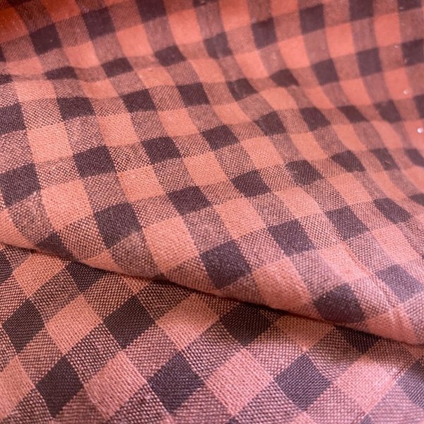 Tissu Seersucker Vichy Bois De Rose 7Mm Recyclé - Mondial Tissus-image