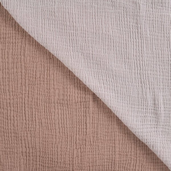 Tissu Double Gaze Recto Verso Uni Beige Et éCru - Mondial Tissus-image