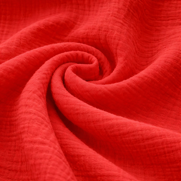 Tissu Double Gaze Gaby Uni Cerise Rouge - Mondial Tissus-image