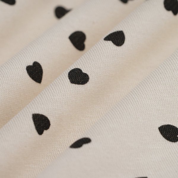 Tissu French Terry Polycoton Coeur Noir éCru - MT - Mondial Tissus-image