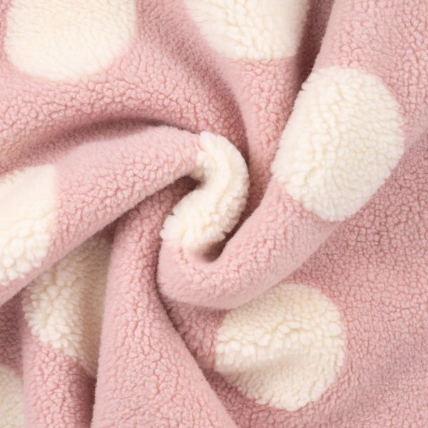 Tissu Bouclette Imprimé Pois Rose - Mondial Tissus-image