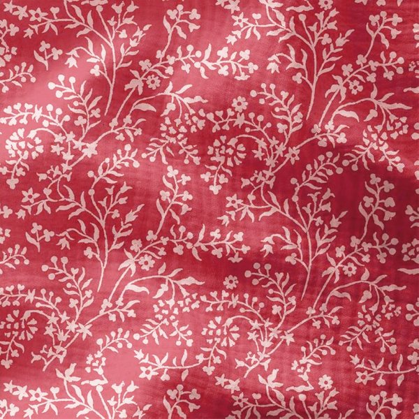 Tissu Double Gaze Imprimé Fleur Arabesque Rose - Domotex - Mondial Tissus-image