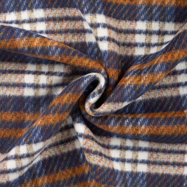 Tissu Lainage Imprimé Tartan Bleu - Mondial Tissus-image