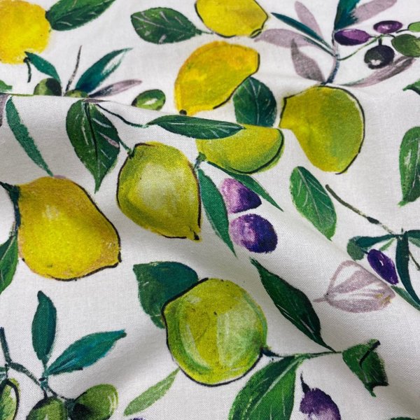 Tissu Cretonne Imprimé Citronnier Jaune - Mondial Tissus-image