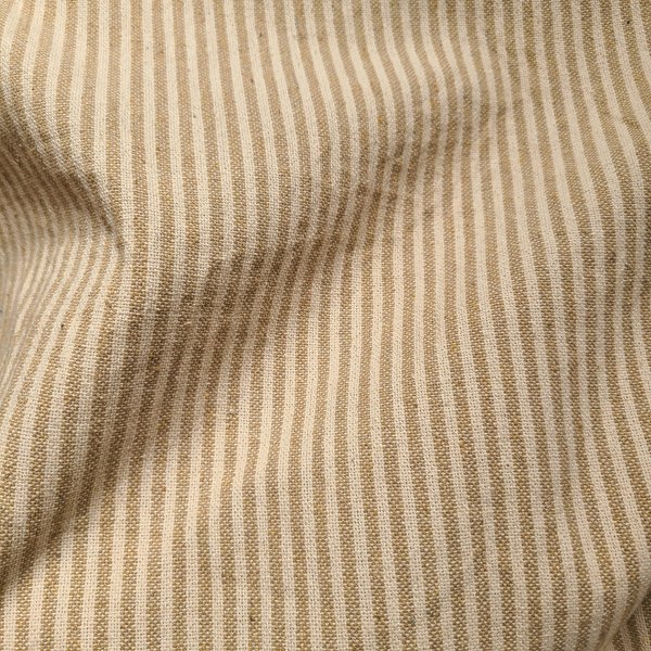 Tissé Teint Coton Doux à Rayures Beige - Mondial Tissus-image