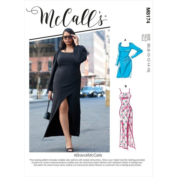 Patron Mccall's 8174RR - Robe Longue En Maille Avec Le Bas Croisé Du 46 Au 50 - Mccall's - Mondial Tissus-image
