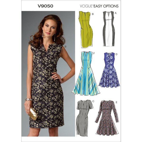 Patron Vogue 9050E5 Robe Femme Fourreau Ou Patineuse - Du 42 Au 50 - Vogue - Mondial Tissus-image
