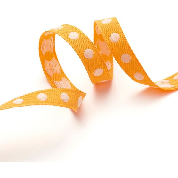 Galon Pois Brodé Orange 10 Mm - Frou Frou - Mondial Tissus-image