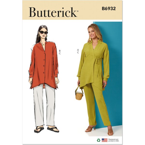 Patron Butterick B6932Y5 Pantalon,Top,Blouse Femme 46-54 - Butterick - Mondial Tissus-image