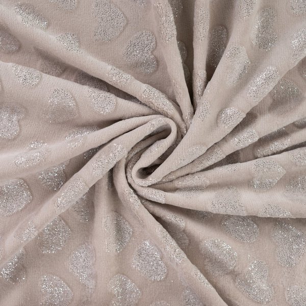 Tissu Douillette CœUr Pailleté Taupe - Mondial Tissus-image