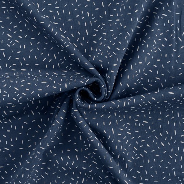 Maille Jersey Coton ImpriméE Confetti Blanc Bleu Jean - Mondial Tissus-image
