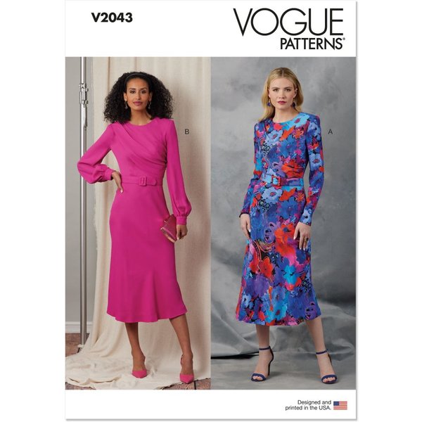Patron Vogue V2043U5 Robe CeinturéE Femme Du 44 Au 52 - Vogue - Mondial Tissus-image