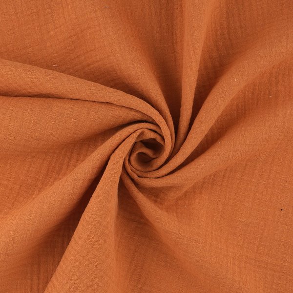 Tissu Double Gaze Coton Bio Orange - Mondial Tissus-image