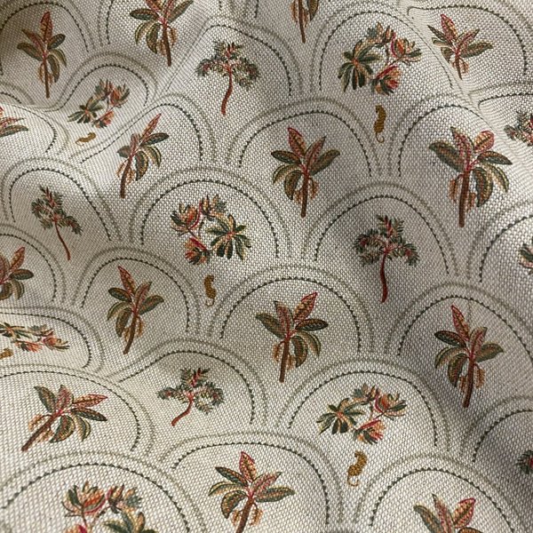 Tissu Bachette Linenlook Palmier Arrondi Multico - Mondial Tissus-image