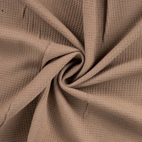 Tissu éPonge Nid D'abeille Verso Bouclette Uni Marron - Mondial Tissus-image