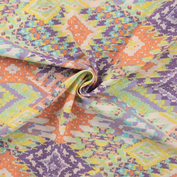 Tissu Voile Coton Imprimé Losange FaçOn Tapisserie Vert - Mondial Tissus-image
