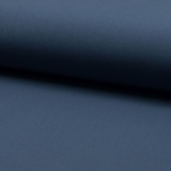 Tissu Lainage Fin Extensible Uni Bleu Jean - Mondial Tissus-image
