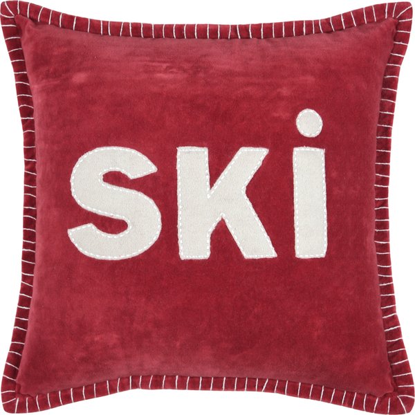 Coussin De Montagne Carré Rouge "Ski" 40X40Cm - Mt - Mondial Tissus-image