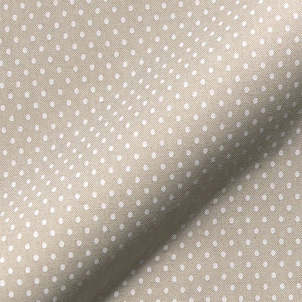 Tissu Bachette Linenlook Beige Petits Pois Blancs - Mondial Tissus-image