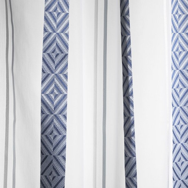 Tissu Voile Jacquard Bandes Bleues Grande Largeur - Mondial Tissus-image