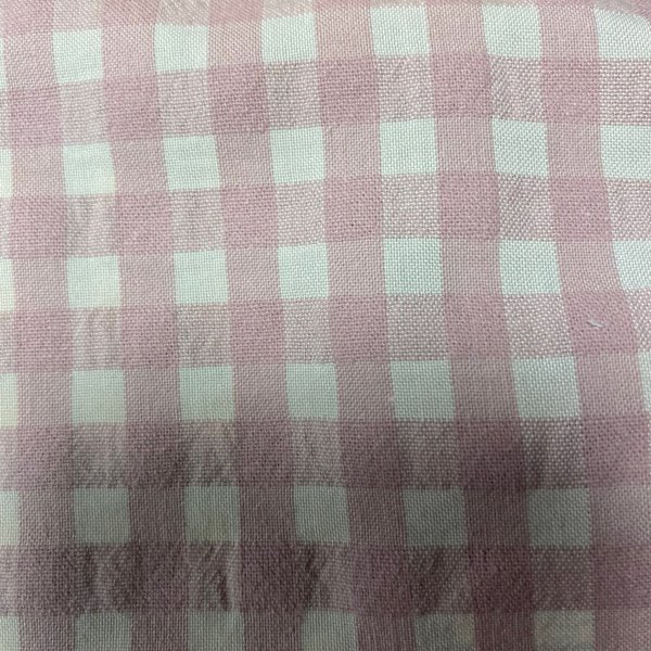 Tissu Seersucker Vichy Rose 7Mm Recyclé - Mondial Tissus-image