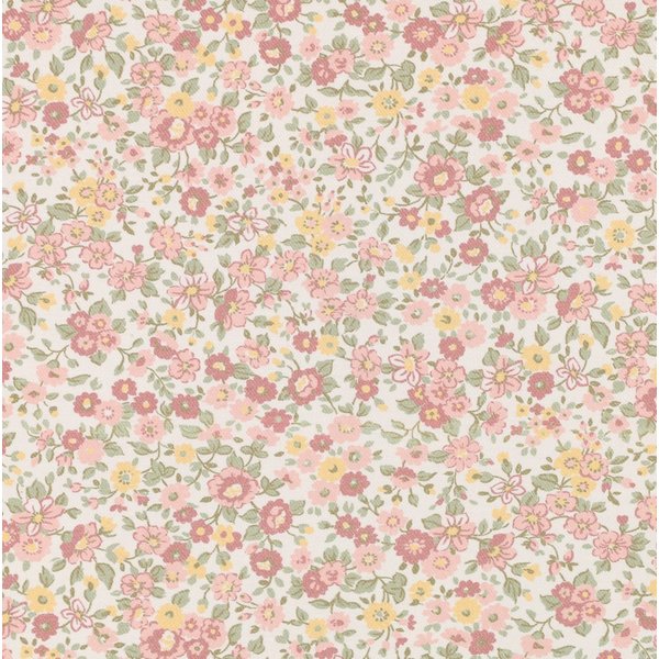 Tissu Sergé Fleurs Douces Rose - Mondial Tissus-image