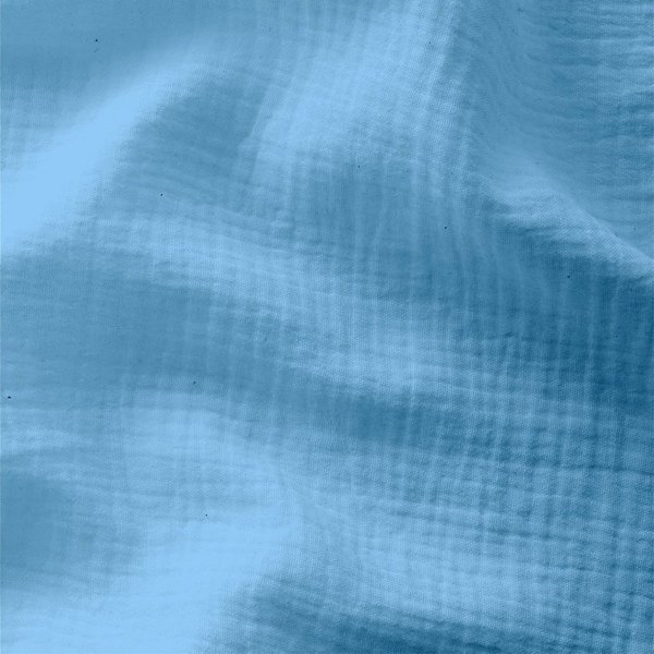 Tissu Double Gaze Gaby Uni Bleu Riviera - Domotex - Mondial Tissus-image