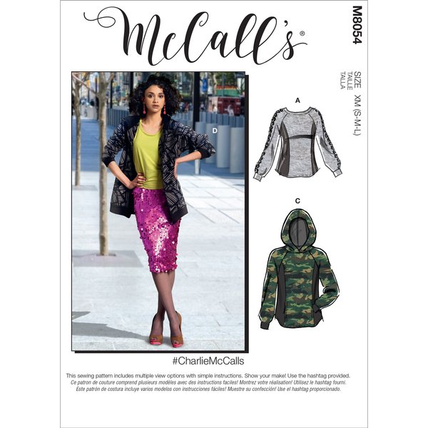 Patron Mccall's 8054XN Sweat Unisexe Raglan Charliemccalls - Du L Au Xxxl - Mccall's - Mondial Tissus-image